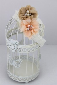 Delicate headband with flower in champagne with pearls and stones