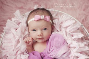 Pink bow headband with stone