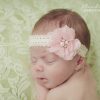 Delicate headband with flower in light pink with pearls and stones