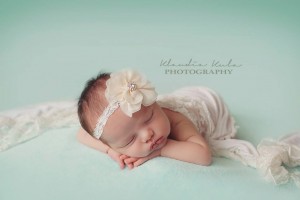 Ivory chiffon flower with rhinestone headband