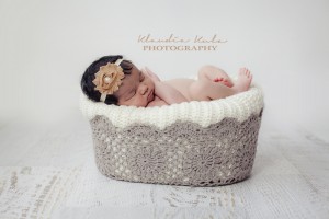 Brown frayed flower on ivory elastic headband