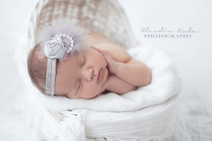Grey rose with feather, pearls and rhinestone headband