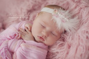 Beautiful ivory, pink, pearl and feather headband