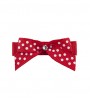 Red and white grosgrain polka dot bow decorated with diamante on a clip