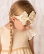 Exclusive gold and ivory oversized bow solid headband