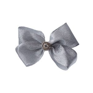 Silver large bow on a clip