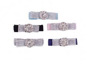 Silver and white clip with rhinestone