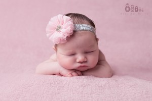 Baby pink chiffon flower with rhinestone on a silver glittery headband