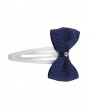 Navy grosgrain bow decorated with Swarovski diamante on a snap clip
