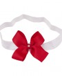 Delicate grosgrain double bow hand decorated with individual Swarovski crystal on a soft elastic headband