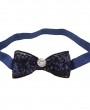 Navy sequin bow decorated with rhinestone on a soft navy headband