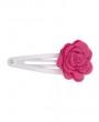 Fuchsia felt rose on a white snap clip