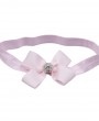 Medium pink double bow with rhinestone on a soft pink headband