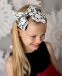 Oversized black and white lace bow with crystals and rhinestone on alice band