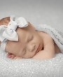 Grey double grosgrain bow on soft elastic headband