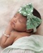 Mint sequin bow on soft headband