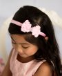 Pink rosey chiffon bow with sparkly rhinestone on alice band