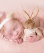 Beige teddy ears on soft elastic headband