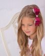 Fuchsia glitter large bow with rhinestone on a clip