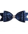 Navy glitter large bow with rhinestone on a clip