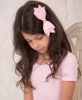Light pink large bow with rhinestone on a clip