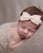 Sequin peach bow with rhinestone soft headband