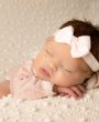 Blush pink double bow with knot on soft elastic headband
