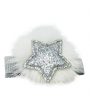 Silver glitter star on ivory pom pom on a alligator clip