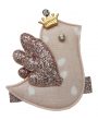 Soft pink bird with crown and rhinestone on a clip