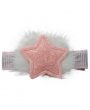 Pink glitter star on ivory pom pom on a alligator clip