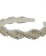 Crystal and pearl rhinestone trim on a satin alice band