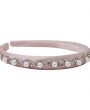 Pink satin alice band decorated with crystal and pearl trim