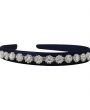 White diamante trim on a satin navy alice band