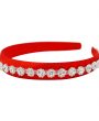 White diamante trim on a satin red alice band