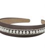 Brown wide alice band with pearl and crystal trim