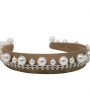 Bronze pearl and cased diamante trim on a wide satin alice band