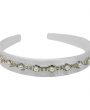 White satin alice band with crystal and pearl trim