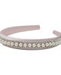 Crystal and pearl trim on a pink satin alice band