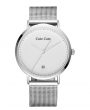 Silver watch with a silver face and stainless steel mesh bracelet