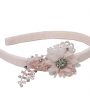 Blush lace flower with Swarovski crystals on a grosgrain blush alice band