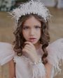 Blush Marabou feather with crystal and pearl ivory alice band