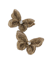 Set of two bronze butterflies with gold cased rhinestones on alligator clips