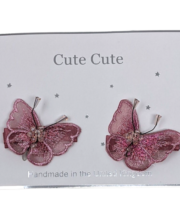 Set of two dusky pink butterflies on clips
